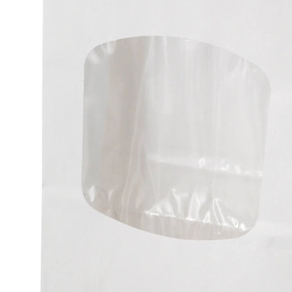 Blockbeutel m. Fenster S, 9 x 4,5 x 26 cm, PP-Folie, weiß, Clipband, Kraftpapier