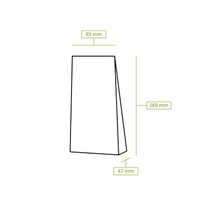 Blockbeutel m. Fenster S, 9 x 4,5 x 26 cm, PP-Folie, weiß, Clipband, Kraftpapier
