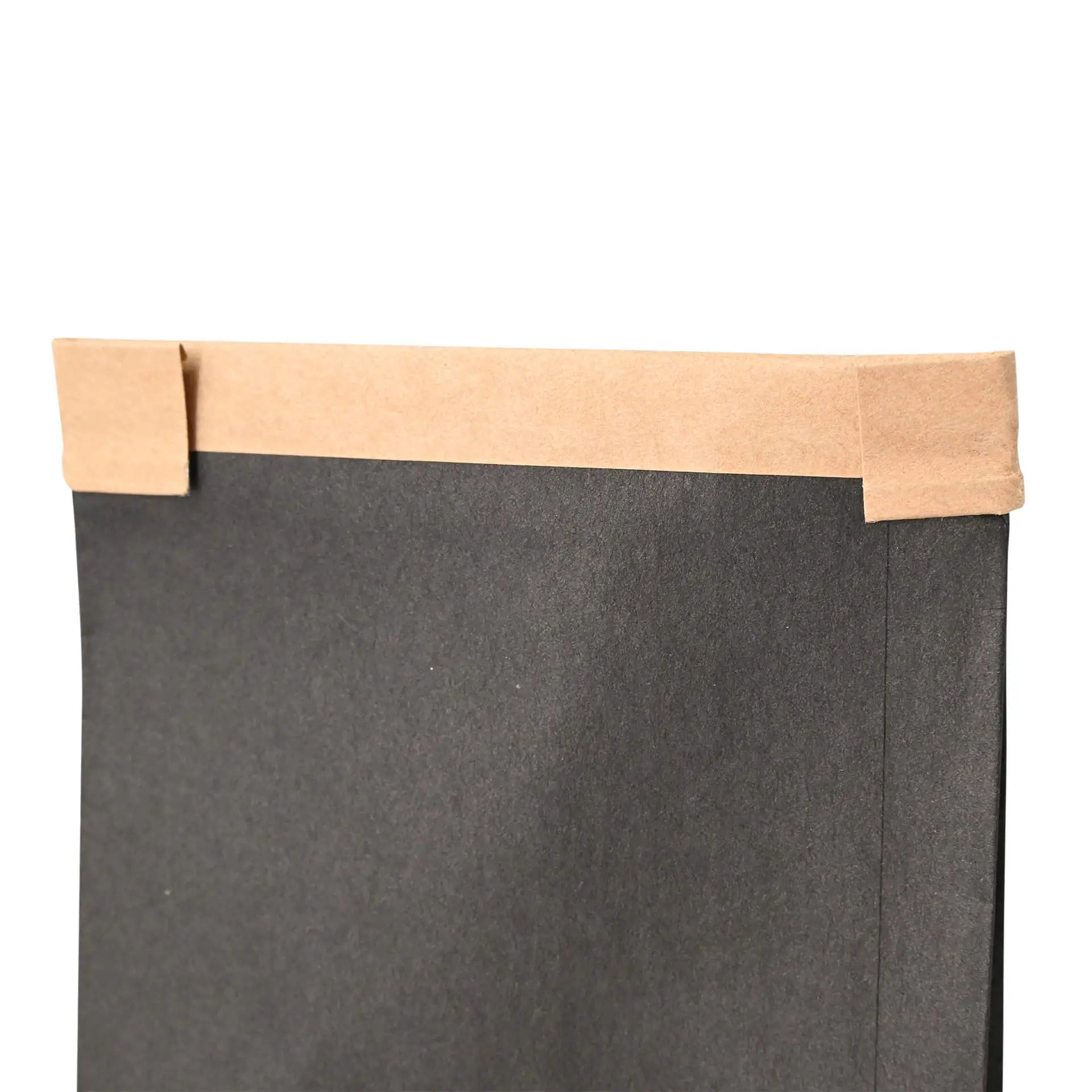 Blockbeutel m. Fenster S, 9 x 4,5 x 26 cm, PP-Folie, schwarz, Clipband, Kraftpapier