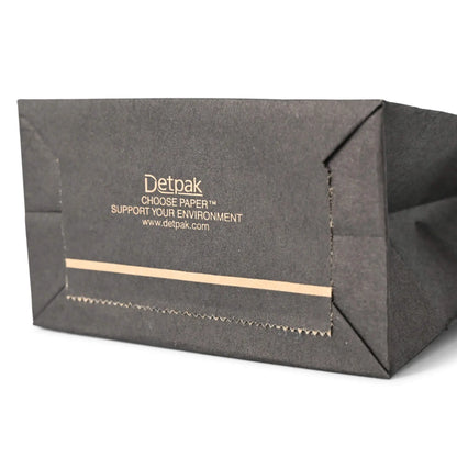 Blockbeutel m. Fenster S, 9 x 4,5 x 26 cm, PP-Folie, schwarz, Clipband, Kraftpapier