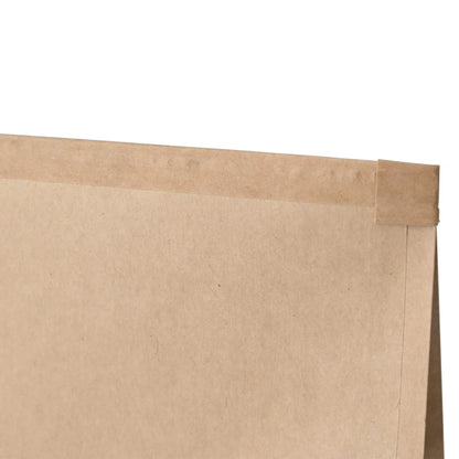 Blockbeutel m. Fenster L, 15,5 x 7 x 24 cm, PP-Folie, braun, Clipband, Kraftpapier