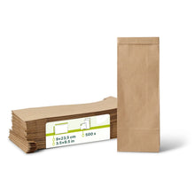 Blockbeutel S, 9 x 4,5 x 23,5 cm, PP-Folie, braun, Clipband, Kraftpapier