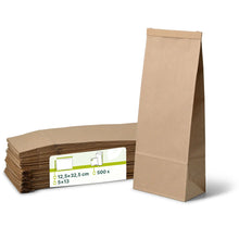 Blockbeutel L, 12,5 x 7,5 x 32,5 cm, PP-Folie, braun, Clipband, Kraftpapier