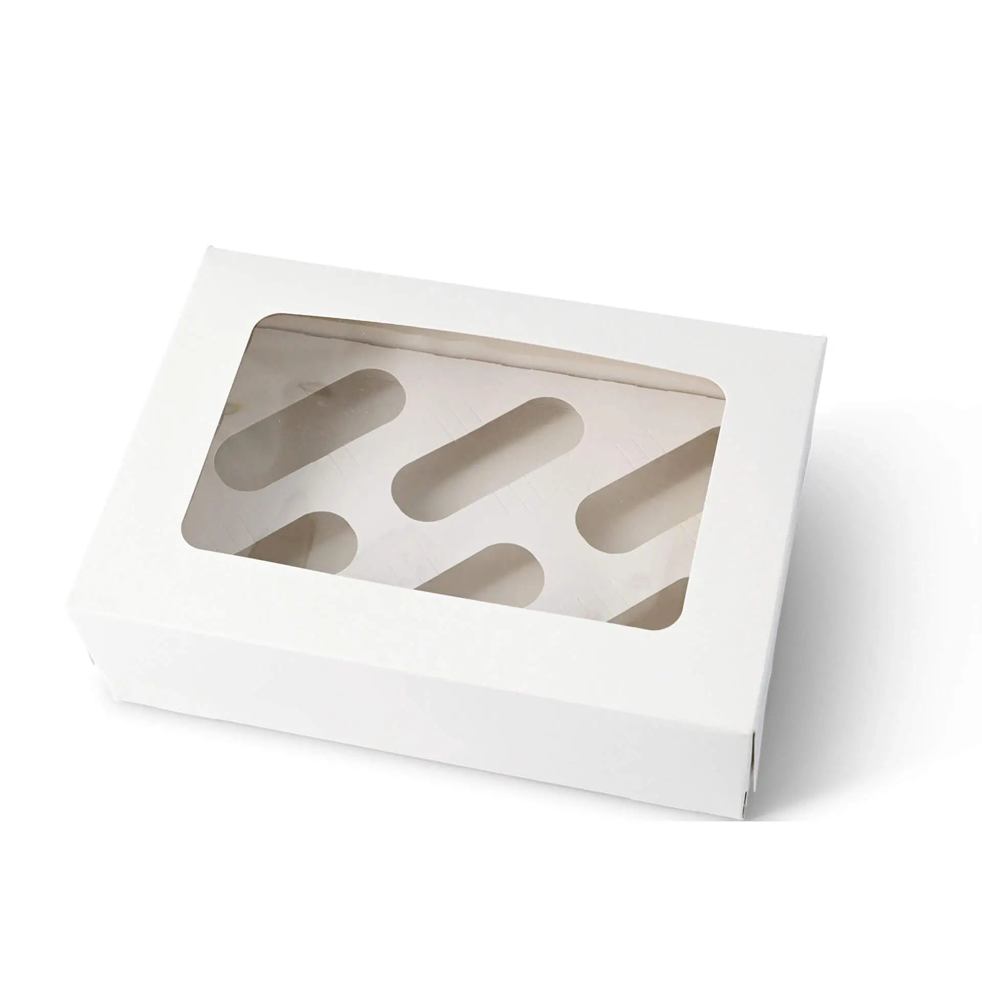Cupcake boxes (6 pieces) with cellulose window, white