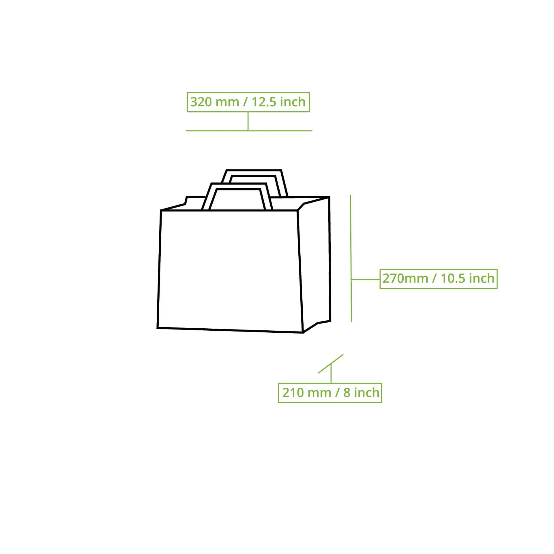 Tragetaschen aus Recyclingpapier XXL, 32 x 21 x 27 cm, braun, breiter Boden