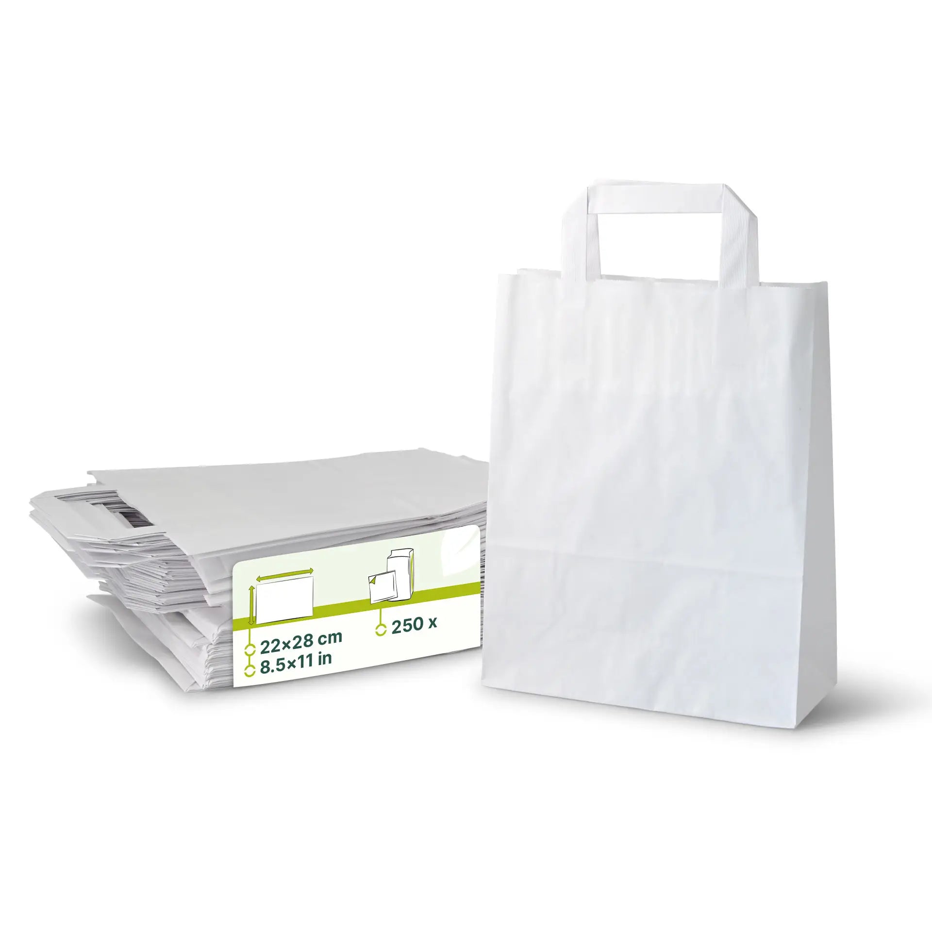 Tragetaschen aus Kraftpapier M, 22 x 10 x 28 cm, weiß