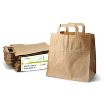 Tragetaschen aus Recyclingpapier L, 26 x 17 x 25 cm, braun, breiter Boden