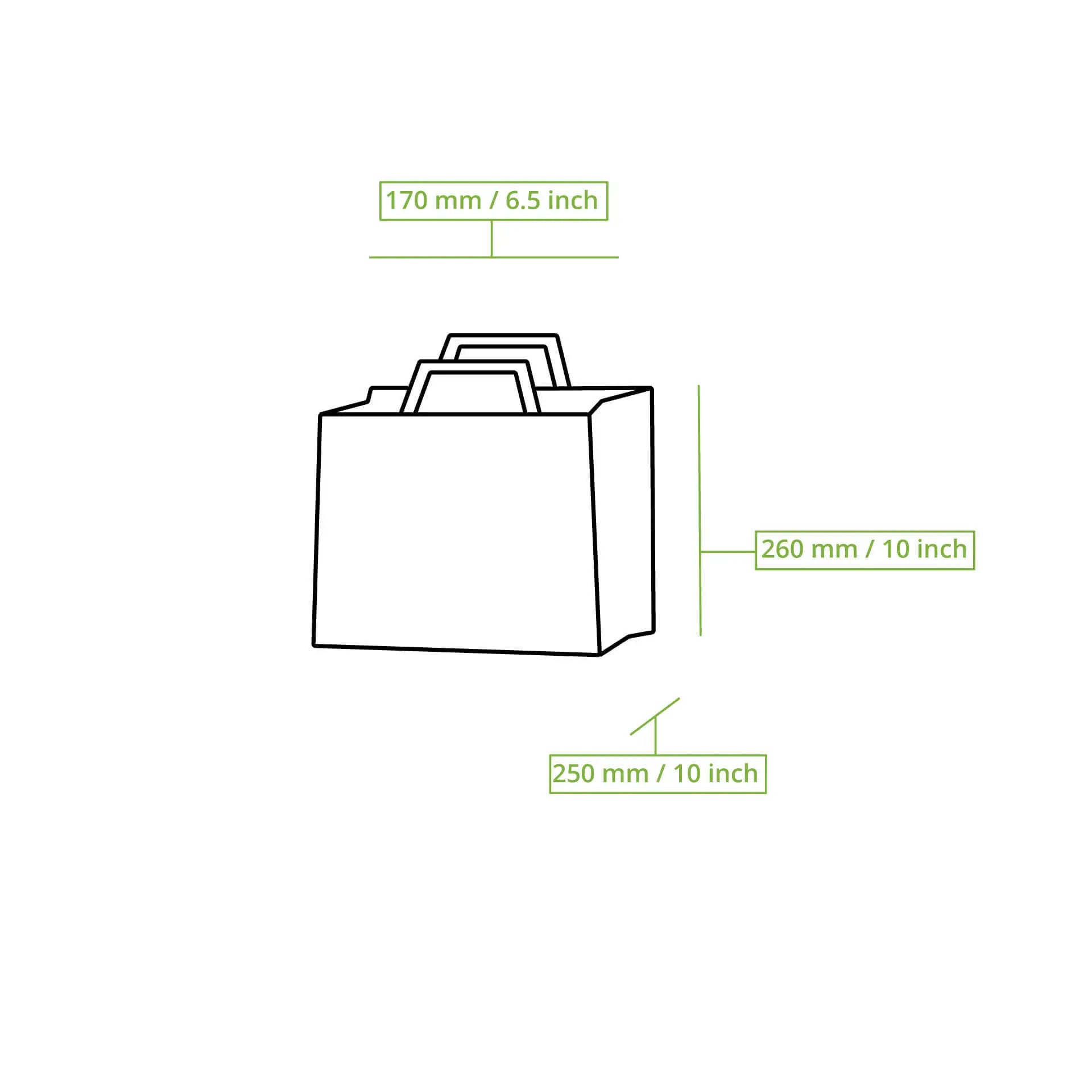 Tragetaschen aus Recyclingpapier L, 26 x 17 x 25 cm, braun, breiter Boden  