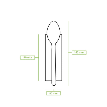 Wooden cutlery sets spoon & serviette, 16 cm bio-based coating