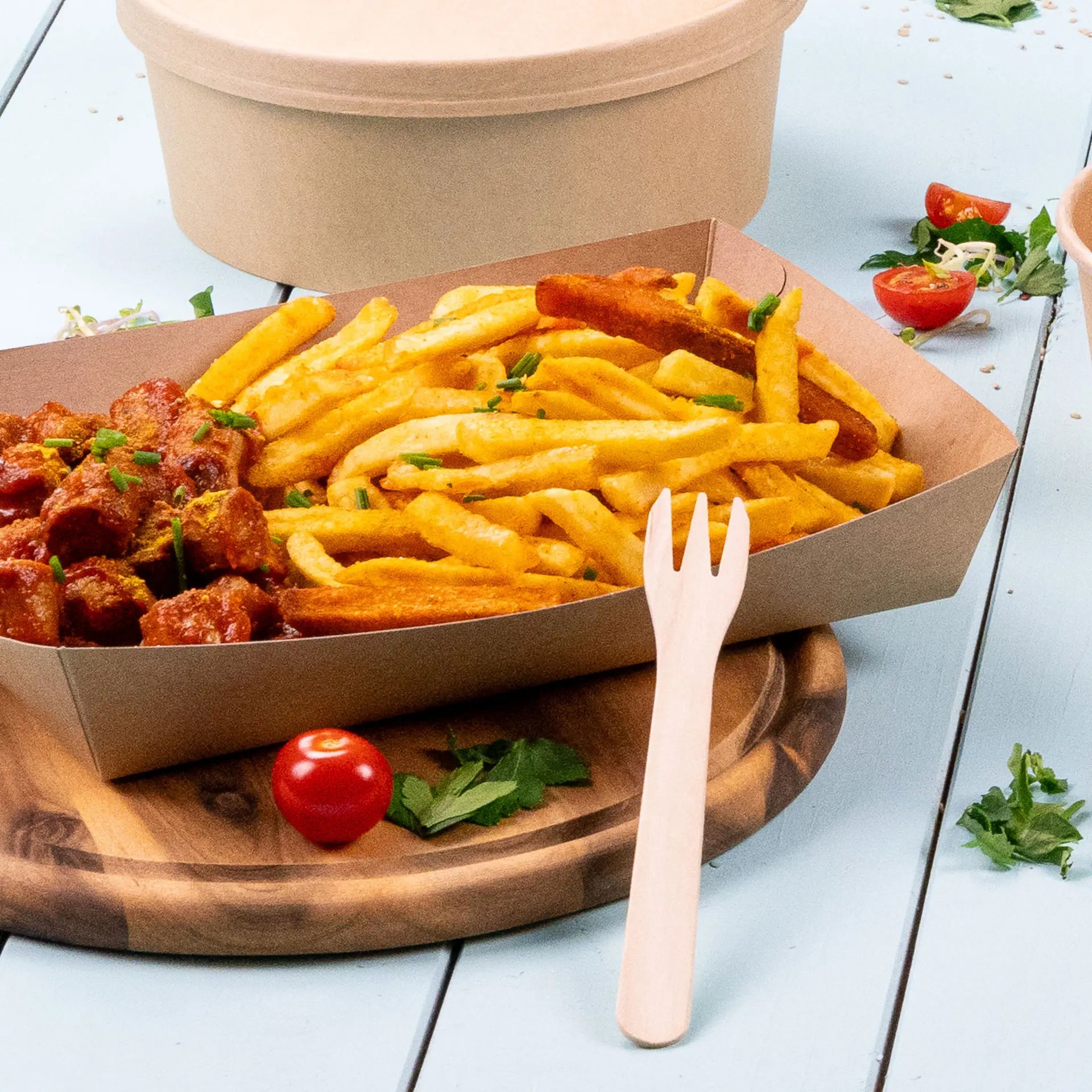 Wooden chip forks XL 17.5 cm, 3 prong