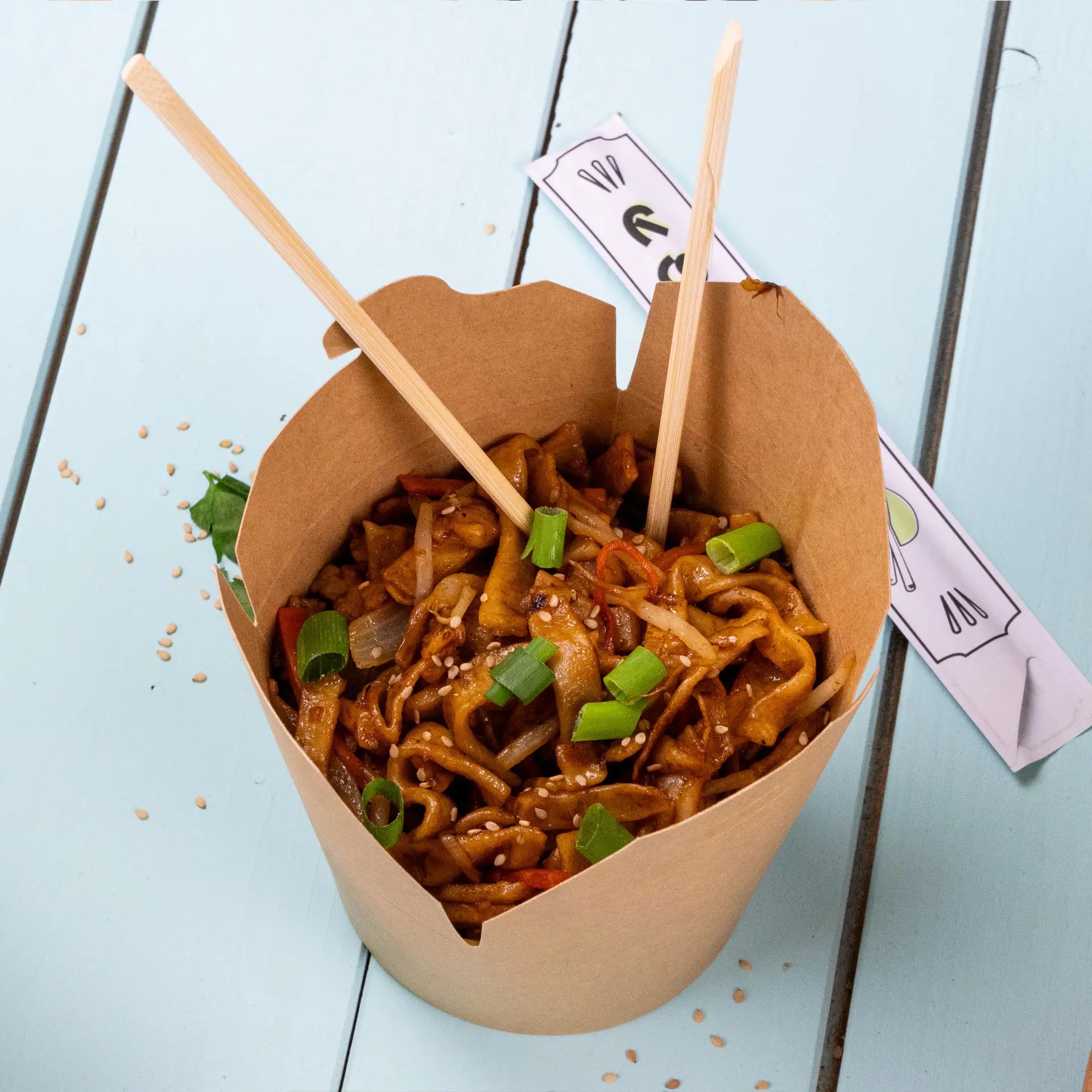 Essstäbchen aus Bambus 20 cm, Papierhülle, einzeln verpackt