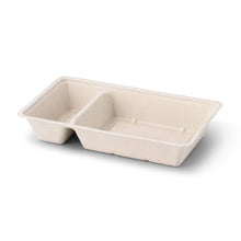 Sugarcane chip tray, 2 compartments, 12 x 20 x 3,5 cm
