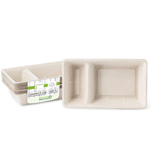 Sugarcane chip tray, 2 compartments, 12 x 20 x 3,5 cm