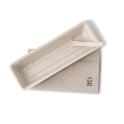 Sugarcane snack trays, 7.5 x 20 x 3.5 cm