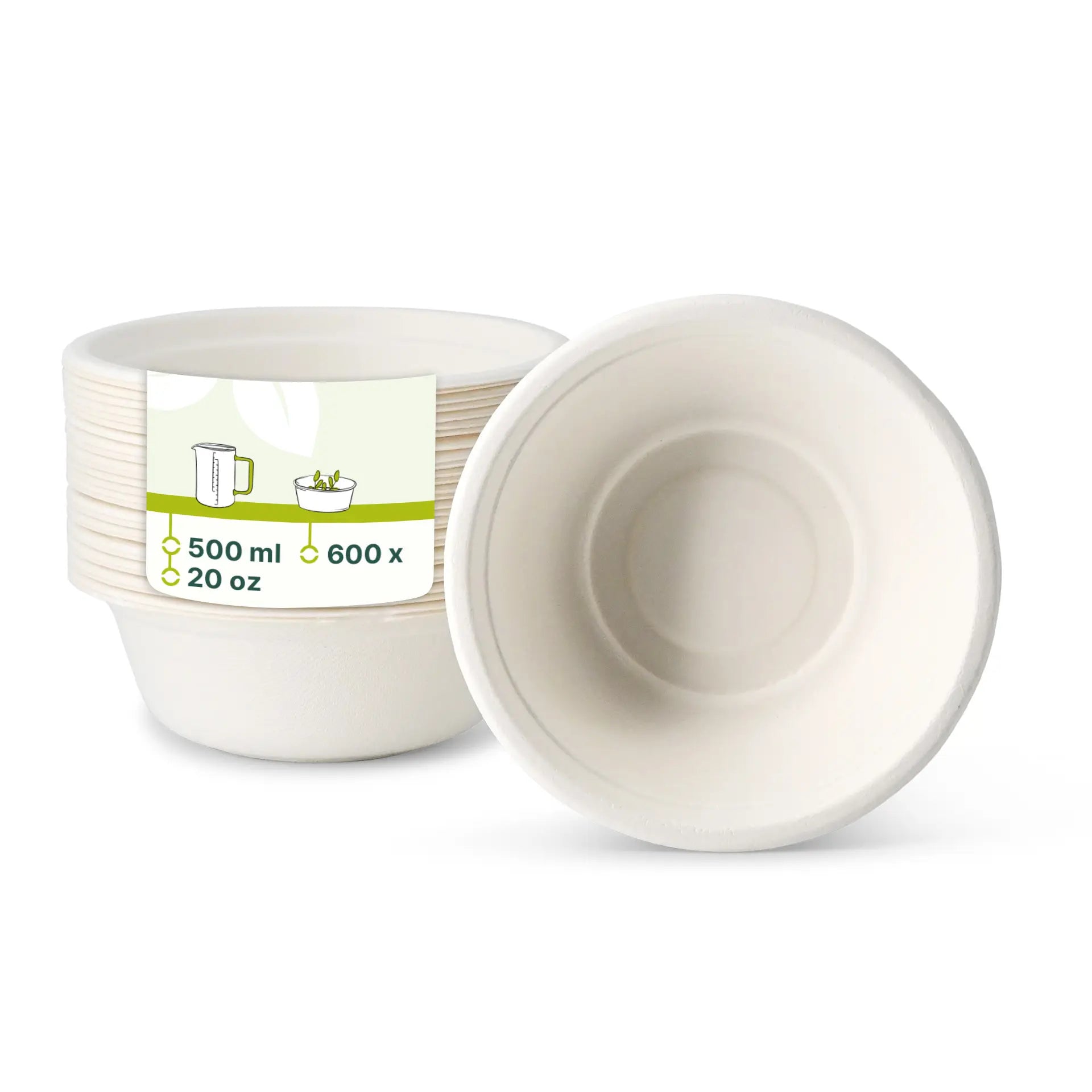 Schalen aus Zuckerrohr 500 ml, weiß, rund