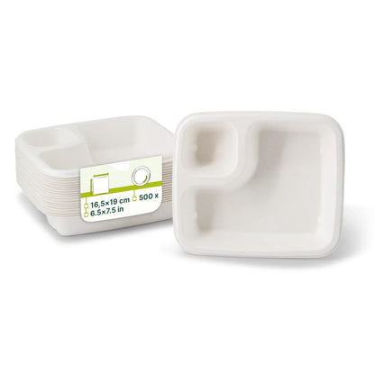 Dip-Teller aus Zuckerrohr 16,5 x 19 cm, rechteckig