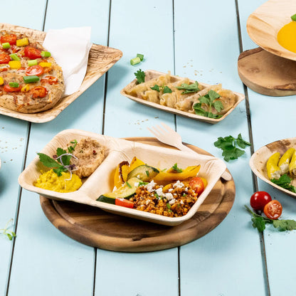 Palmblatt Menüteller "Palmware®" 25 x 15 cm, 2 Kammern, rechteckig