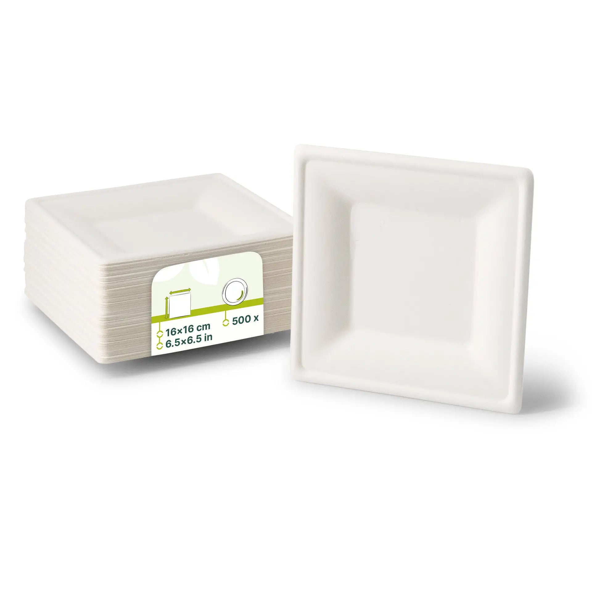 Teller aus Zuckerrohr 16 x 16 cm, quadratisch