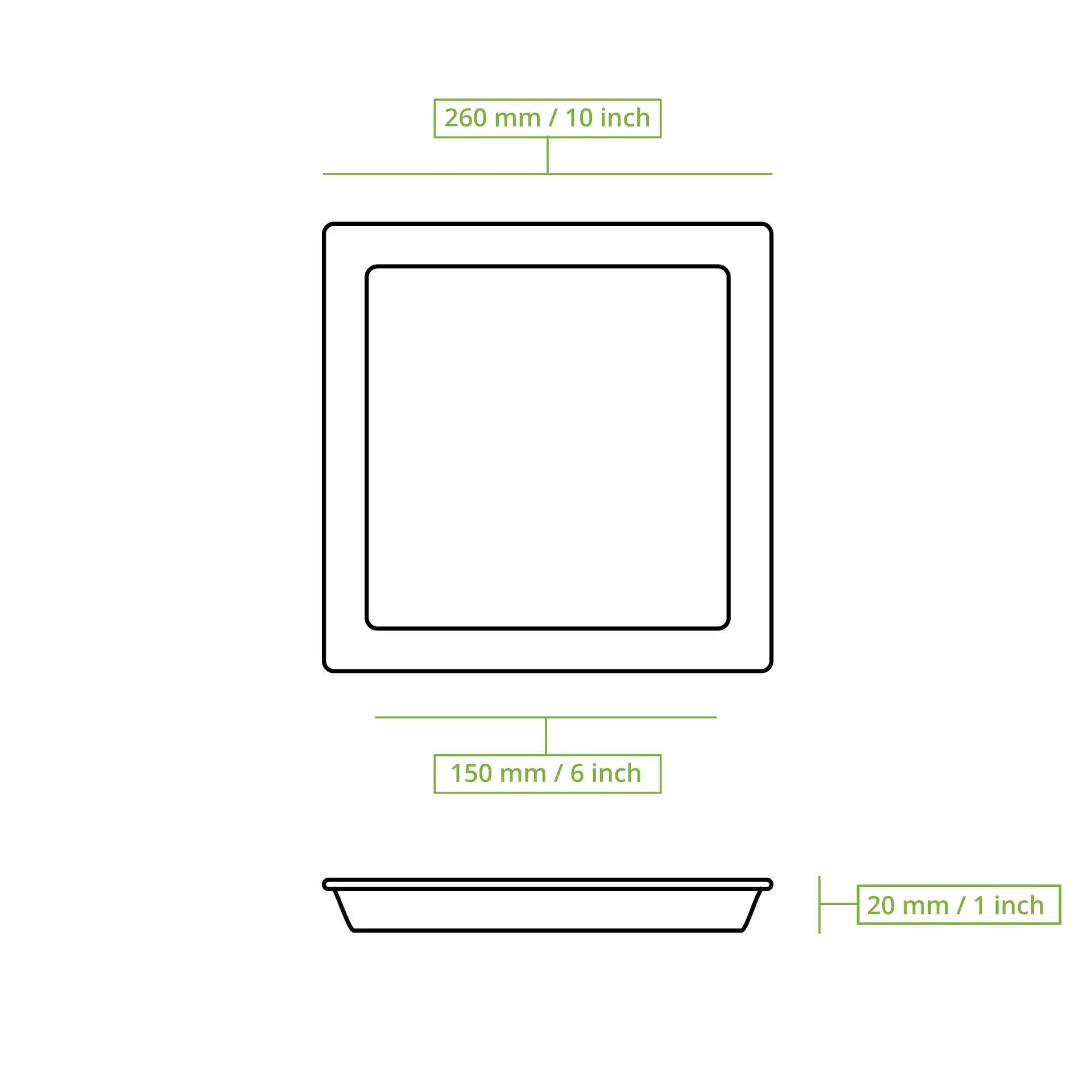 Teller aus Zuckerrohr 26 x 26 cm, quadratisch